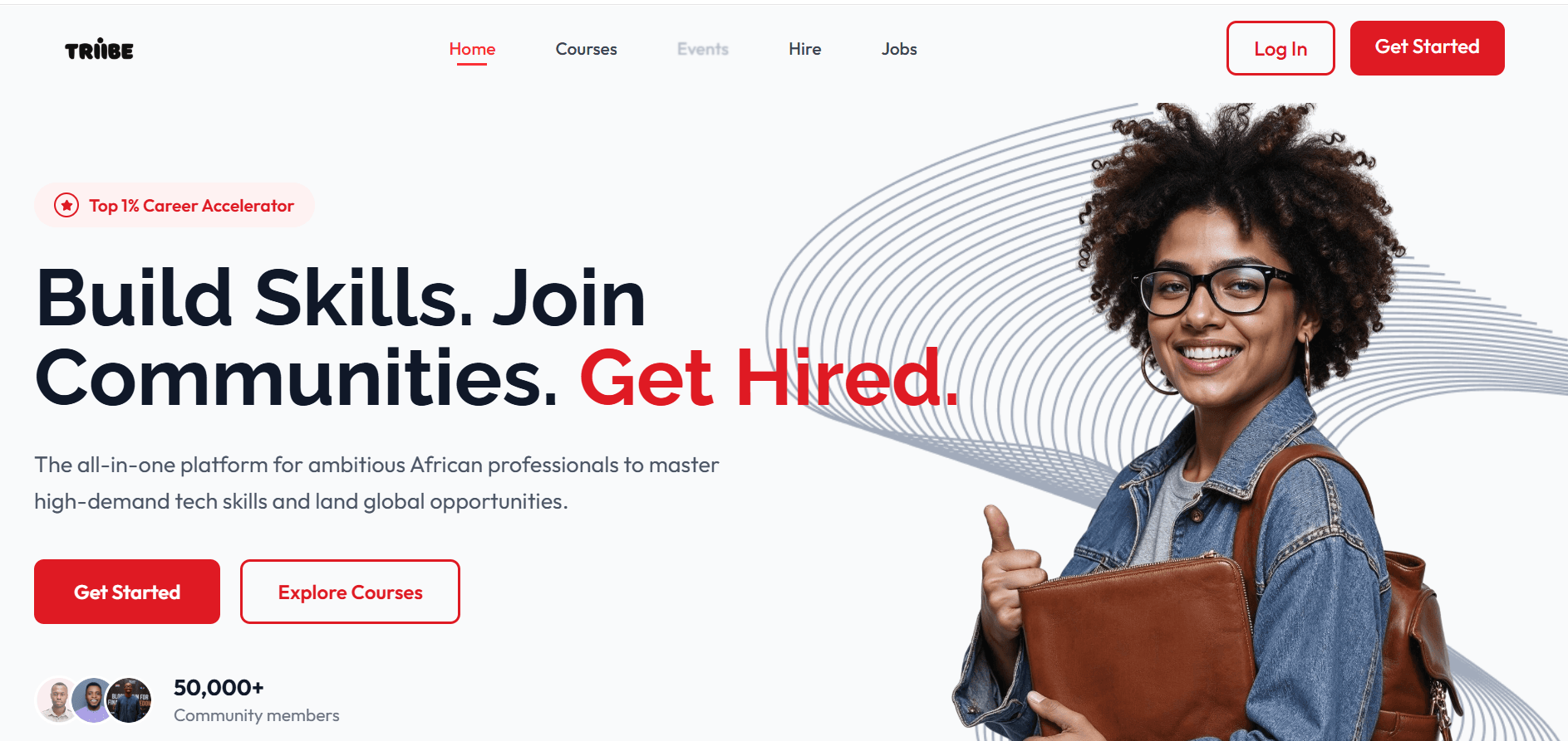 Home page of the learning and careers platform